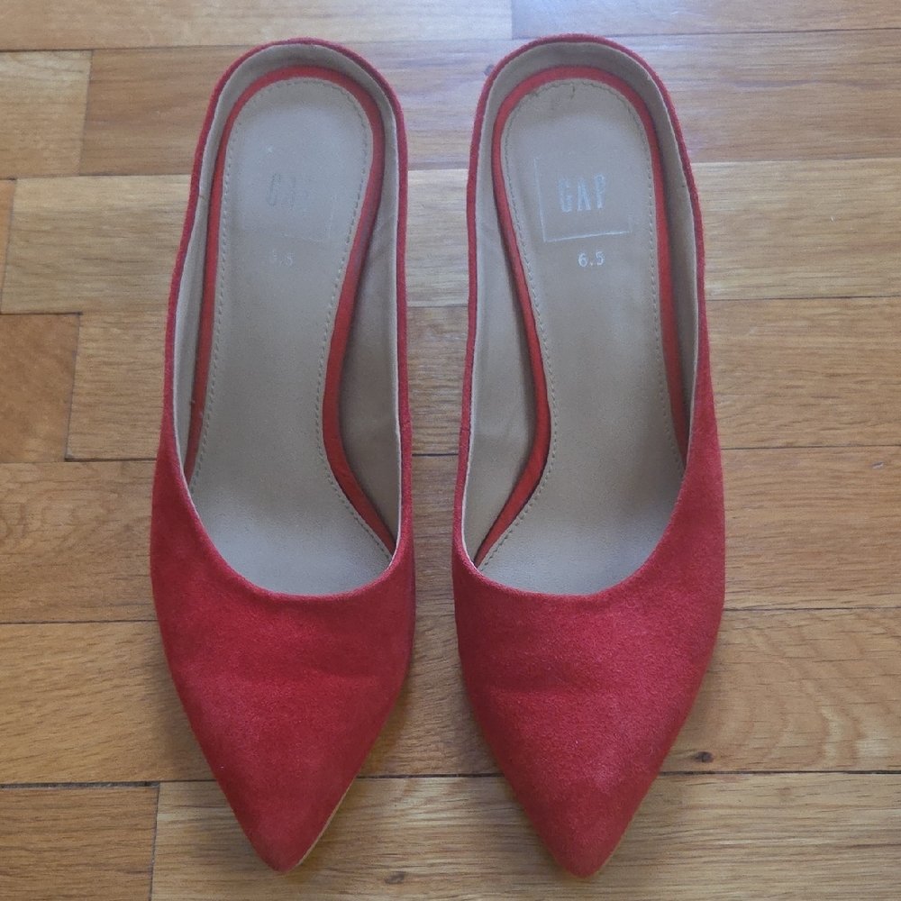 GAP Red Suede Mule Heels